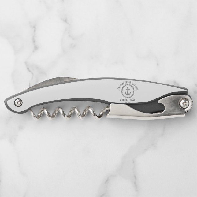 Custom captain and boat name anchor corkscrew (Back)