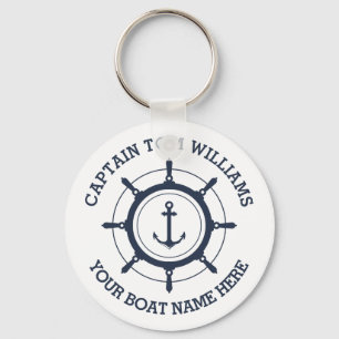 Custom captain and boat name anchor key ring