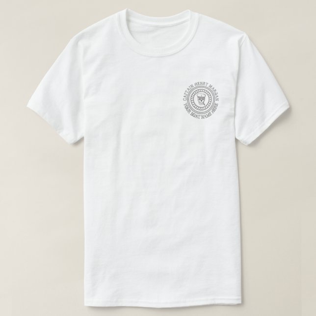 Custom captain and boat name anchor T-Shirt (Design Front)