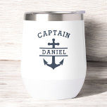 Custom Captain Boat Nautical Anchor<br><div class="desc">Sail in style with our Custom Captain Boat Nautical Anchor Thermal Wine Tumbler. Perfect for boating enthusiasts, this tumbler features a sleek nautical design with an anchor motif and customisable captain or boat name. Crafted from high-quality, insulated materials, it keeps beverages at the ideal temperature while withstanding the demands of...</div>