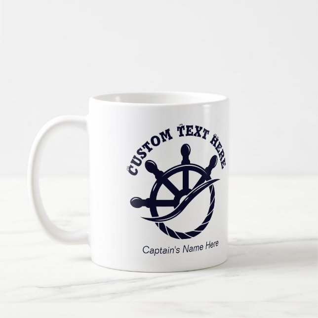 Custom Captain Boat Nautical Gift Coffee Mug (Left)