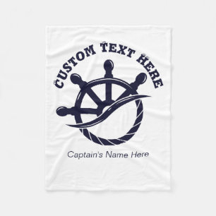 Custom Captain Boat Nautical Gift Fleece Blanket