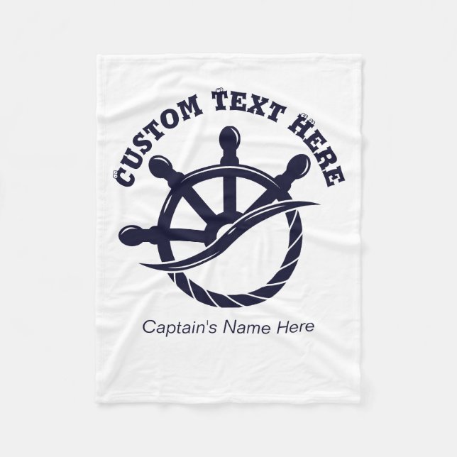Custom Captain Boat Nautical Gift Fleece Blanket (Front)