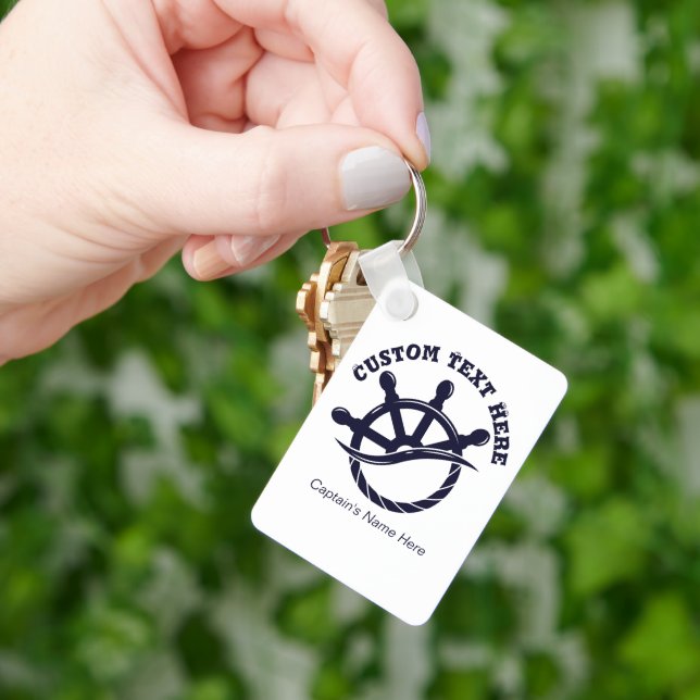 Custom Captain Boat Nautical Gift Key Ring (Hand)