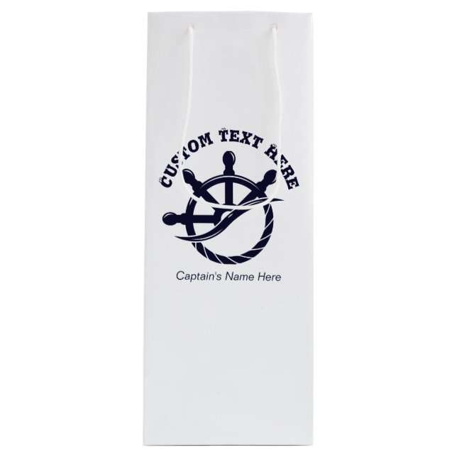 Custom Captain Boat Nautical Gift Wine Gift Bag (Front)