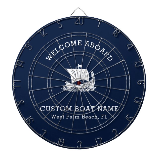 Custom Captain Boat Nautical Ship logo Navy Dartboard (Front)