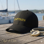Custom CAPTAIN Embroidered Baseball Cap<br><div class="desc">Show off your leadership with this custom CAPTAIN embroidered baseball cap. Made from durable,  comfortable fabric with an adjustable fit,  it’s perfect for everyday wear,  sports,  or gifting. The bold embroidery adds a personal,  stylish touch while maintaining long-lasting quality.</div>