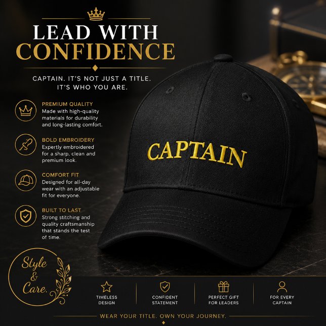 Custom CAPTAIN Embroidered Baseball Cap (Custom CAPTAIN Embroidered Baseball Cap)