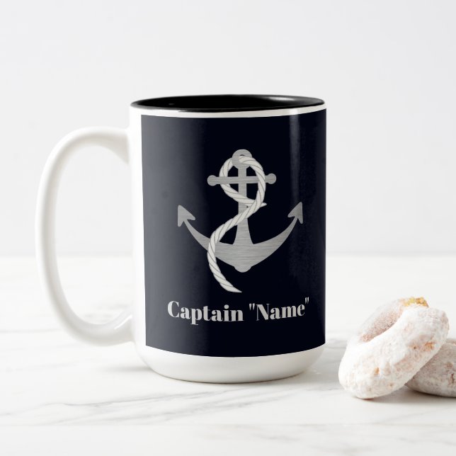 Custom Captain Mug with Silver Anchor (With Donut)