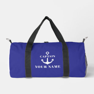 Custom Captain Name Anchor Blue Duffle Bag