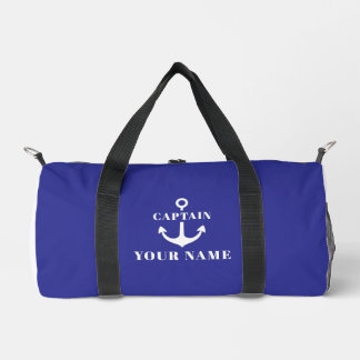 Custom Captain Name Anchor Blue Duffle Bag