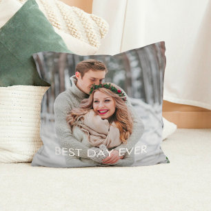 Custom Caption Double Sided Photo Throw Pillow