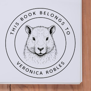 Custom Capybara This Book Belongs To Kid's Name Self-inking Stamp