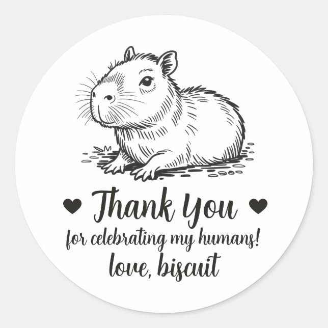 Custom Capybara Wedding Favour Stickers (Front)