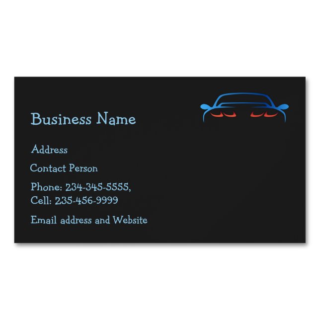 Custom Car Auto Vehicle Business Magnet (Front)