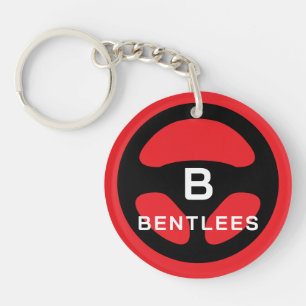 Custom car key keychain with steering wheel logo