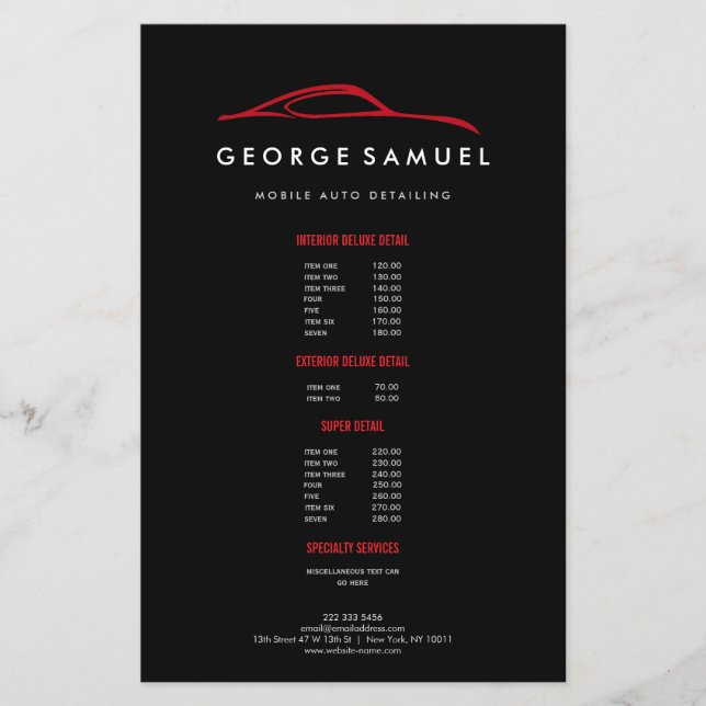 Custom Car Repair & Modern Auto Detailing Flyer (Front)