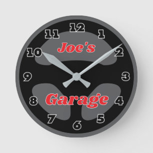 Custom car steering wheel garage wall clock design