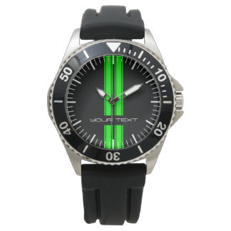 Custom Car Watch - Racing Stripes Green
