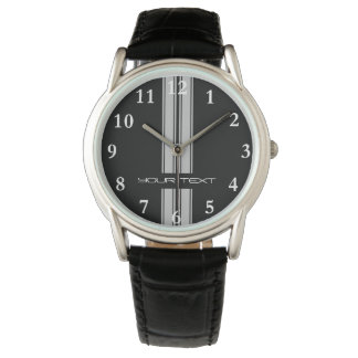 Custom Car Watch - Racing Stripes Grey