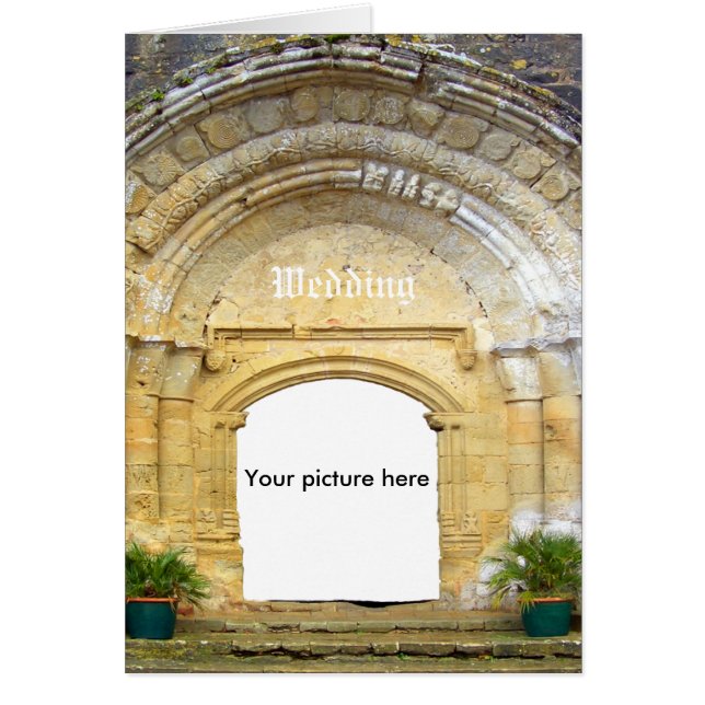Custom card, with medieval church. (Front)