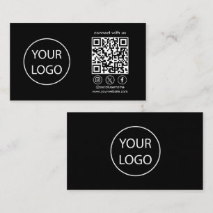 Custom Cards, Social Media QR Code Black Busin Business Card