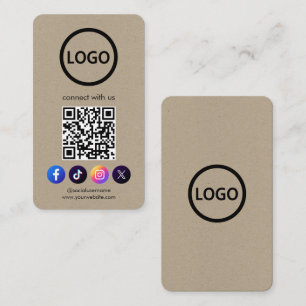 Custom Cards Social Media QR Code Kraft Paper