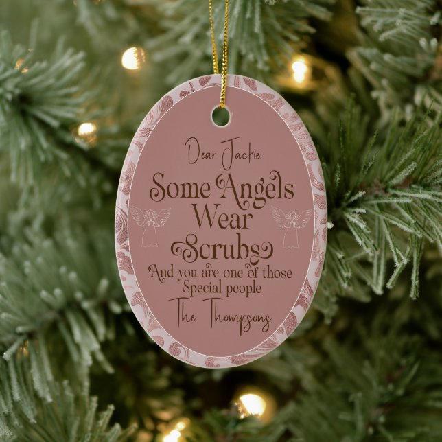 Custom Caregiver blush pink Christmas Ornament (Tree)