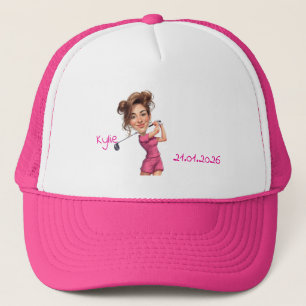 Custom Caricature Photo Tennis Mom Trucker Hat