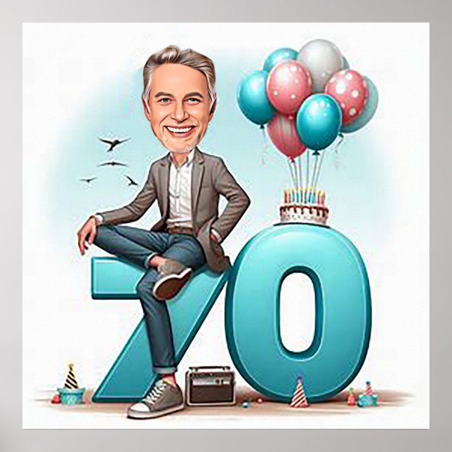 "Custom caricature – Send your photo for design" Poster (Front)