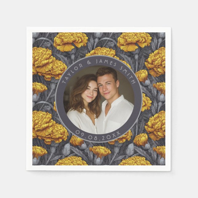 Custom Carnation Inspired Countryside Wedding Napkin (Front)