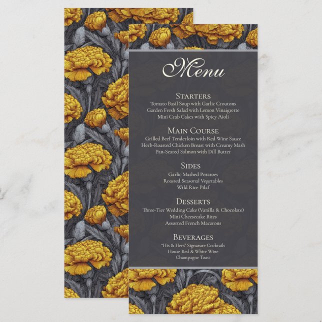 Custom Carnation Inspired Destination Wedding Menu (Front/Back)
