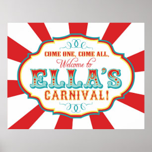Custom Carnival Welcome Birthday Banner for Ella Poster