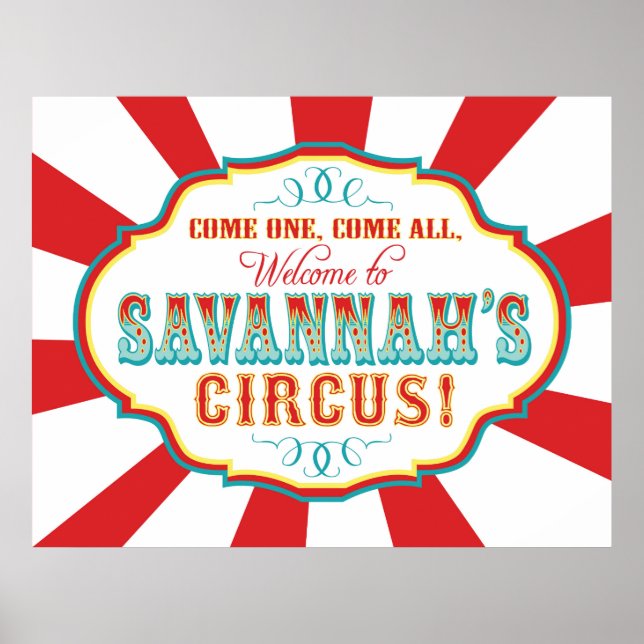 Custom Carnival Welcome Birthday Banner Savannah Poster (Front)