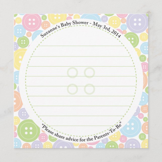 Custom Carol |  Cute as a Button | Advice Card (Front)