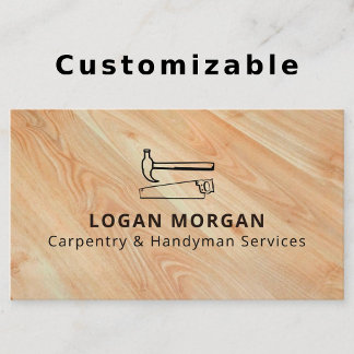 Custom Carpentry Handyman Wood Tools Modern Business Card