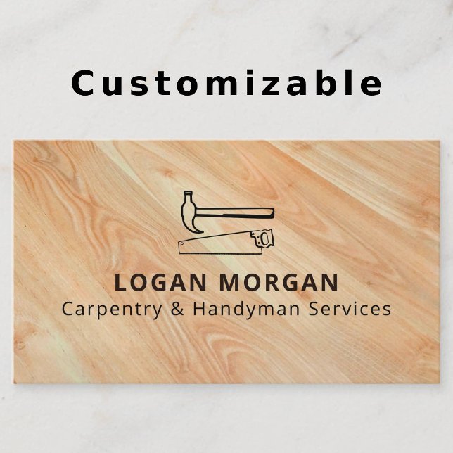 Custom Carpentry Handyman Wood Tools Modern Business Card (Creator Uploaded)
