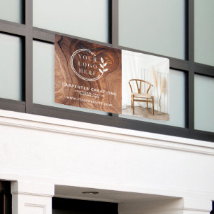 Custom Carpentry Logo Photo Woodgrain Banner