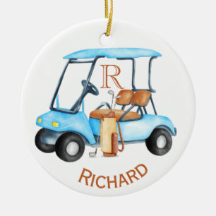Custom Cart Clubs Monogram Name Ceramic Ornament