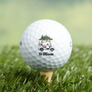 Custom Cart Name Golf Balls Christmas Golfer