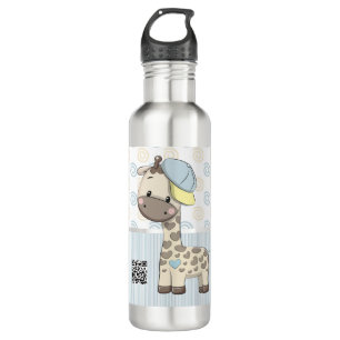 Custom Cartoon Baby Boy Giraffe  710 Ml Water Bottle