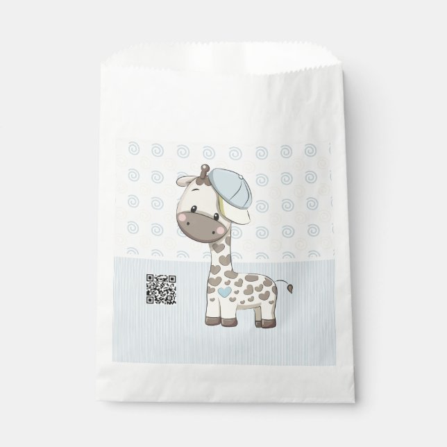 Custom Cartoon Baby Boy Giraffe  Favour Bag (Front)