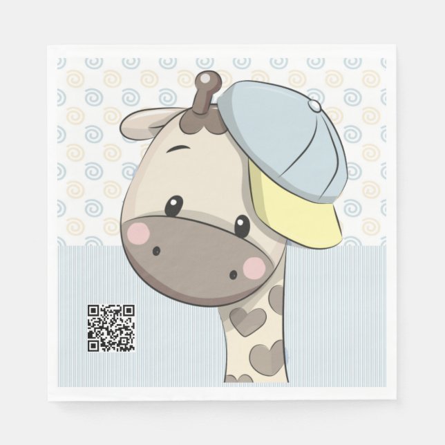 Custom Cartoon Baby Boy Giraffe  Napkin (Front)