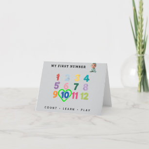 Custom Cartoon Baby Milestone Blanket with Numbers Thank You Card