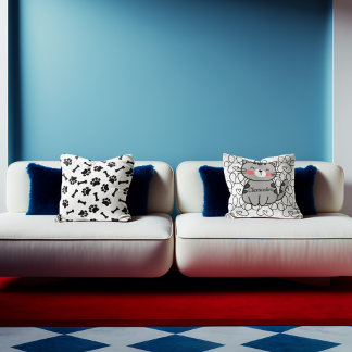 Custom cartoon cat name with cat paws cushion