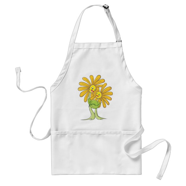 Custom Cartoon Flowers Hugging Each Other Standard Apron (Front)