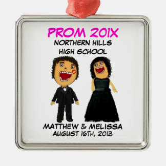 Custom Cartoon Prom Couple Metal Ornament
