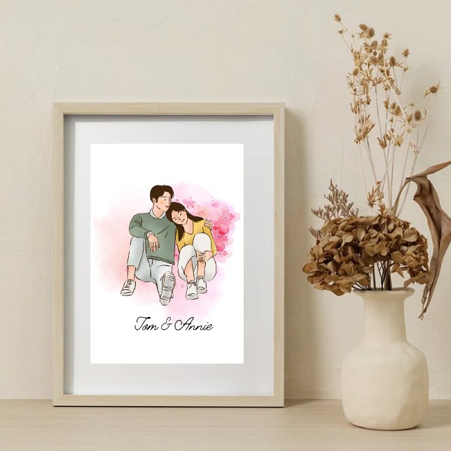Custom cartoon Valentines day gift for couple Poster (Creator Uploaded)