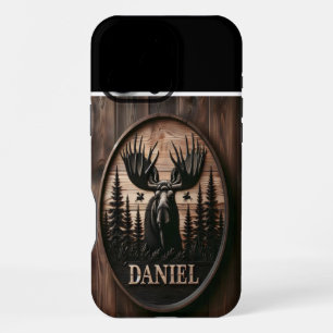 Custom Carved Moose Sign iPhone 16 Pro Max Case