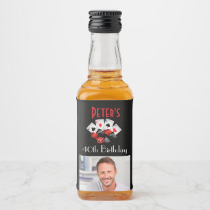 Custom Casino 40th Birthday Mini Liquor Favour Bottle Label